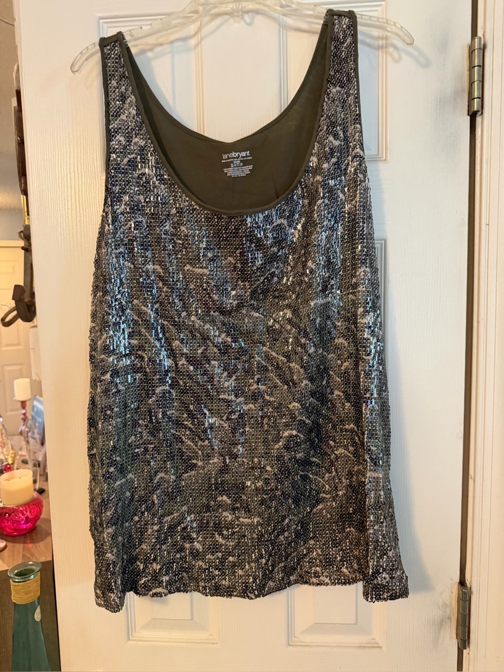 Lane Bryant Sequin Scoop Neck Camouflage Tank